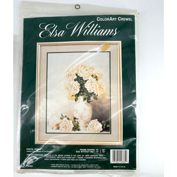 Bundle of 3 Elsa Williams Crewel Embroidery Kits – Peacock, Roses, Still Life - Picture 6 of 7